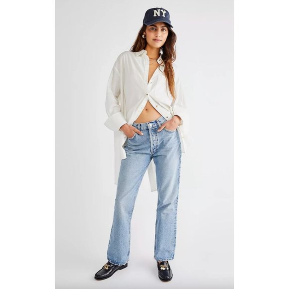 Free People Agolde Relaxed Boot Mid Rise Jeans in Wireless Size 24